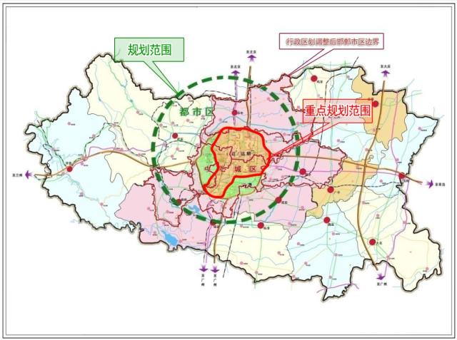 规划范围涵盖行区划调整后的邯郸市市区(丛台区,复兴区,邯山区